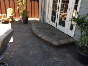 Camarillo stamped concrete patio and single step